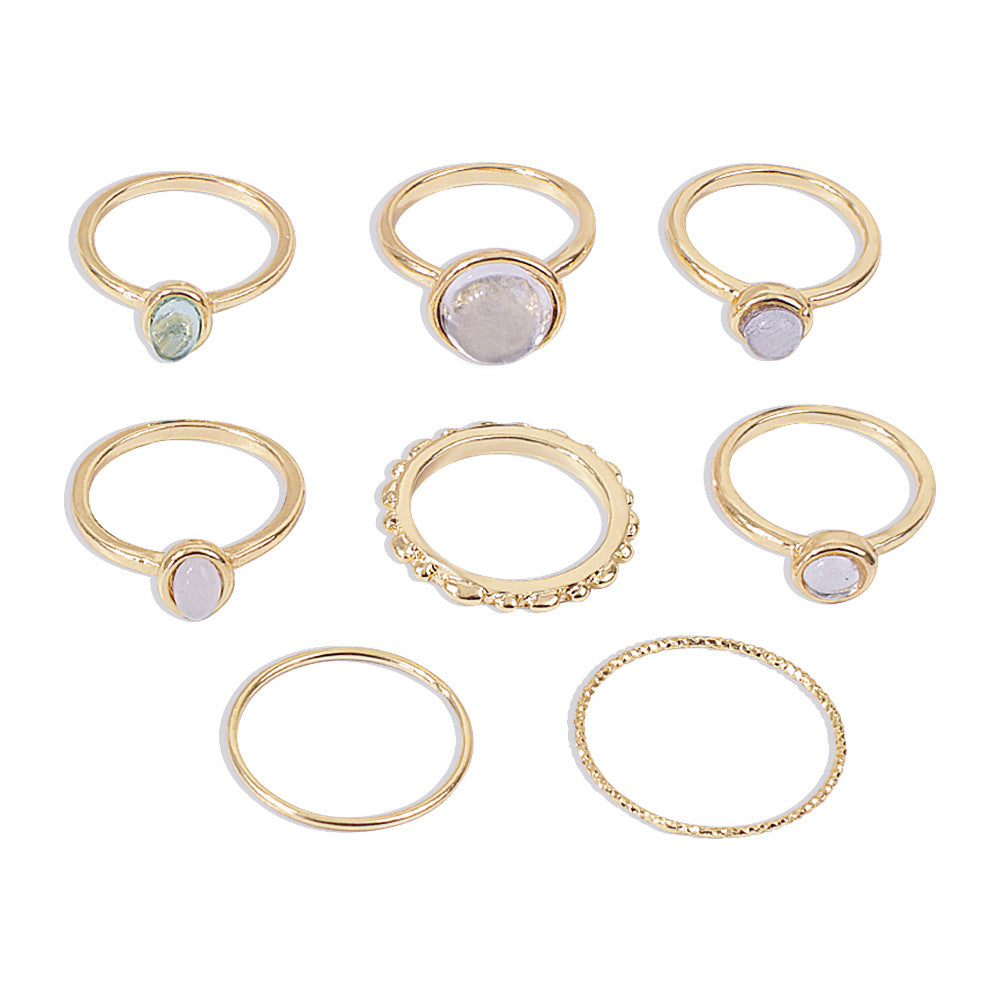 Colorful Stone Metalic Finger Rings For Women