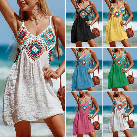 Sleeveless Bohemia Stitching Beach Dress