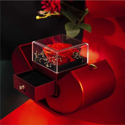 Gift Jewelry Box Red Apple With Rose Flower