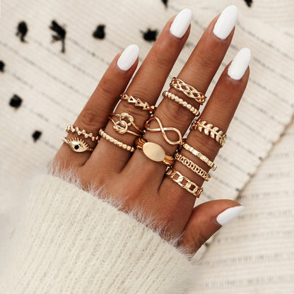 Leaf Crown Geometric Articulation 6PCS Rings