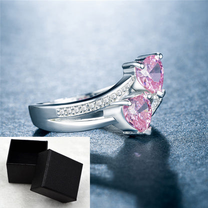 Double Heart Zircon Rings for Women