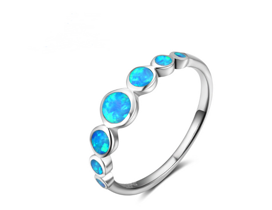 Multiple Round Blue Opal Stone Ring