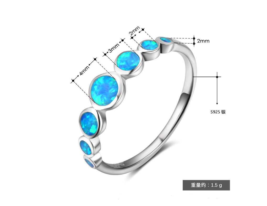 Multiple Round Blue Opal Stone Ring