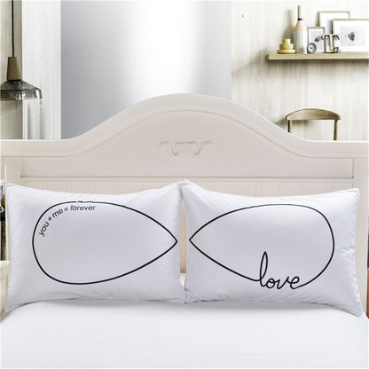 Love Letters Bat Printing Couple Pillowcase