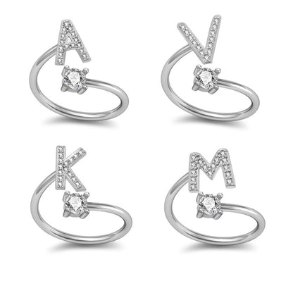 Customized 26 English Letter Rings for Women