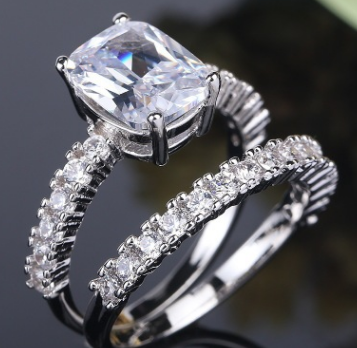 Cubic Double Stackable Wedding Rings