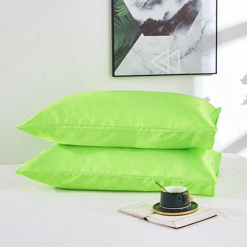 Simple Satin Imitation Silk Pure Color Pillowcase