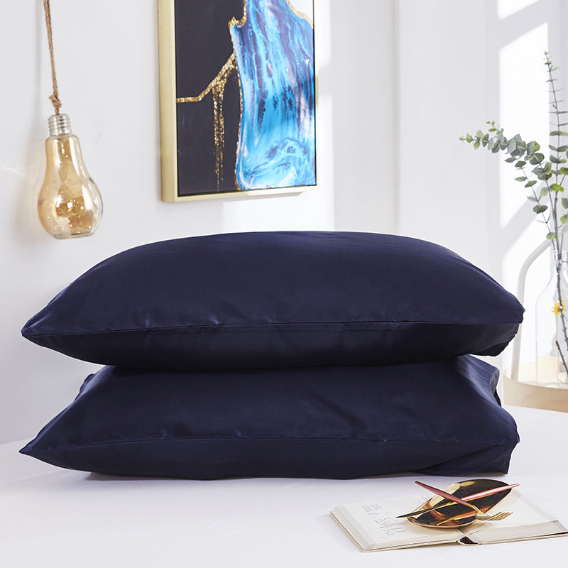 Simple Satin Imitation Silk Pure Color Pillowcase