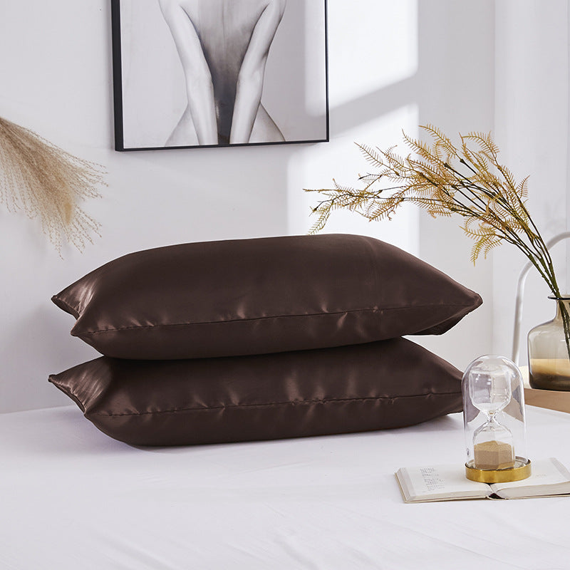 Simple Satin Imitation Silk Pure Color Pillowcase