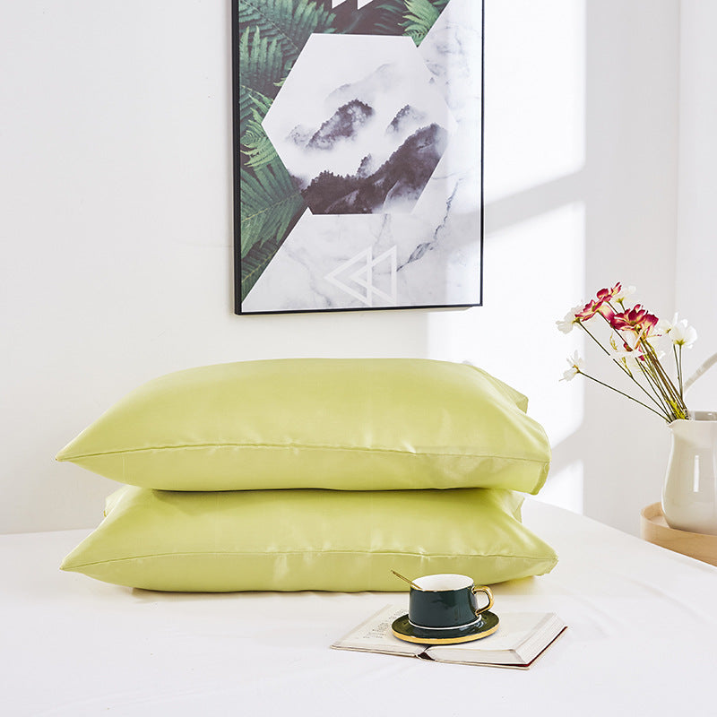 Simple Satin Imitation Silk Pure Color Pillowcase