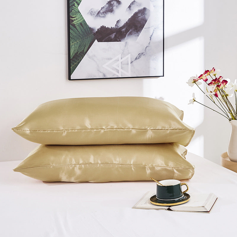 Simple Satin Imitation Silk Pure Color Pillowcase