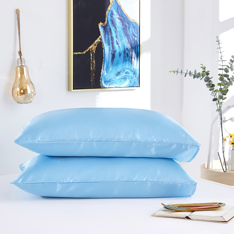 Simple Satin Imitation Silk Pure Color Pillowcase