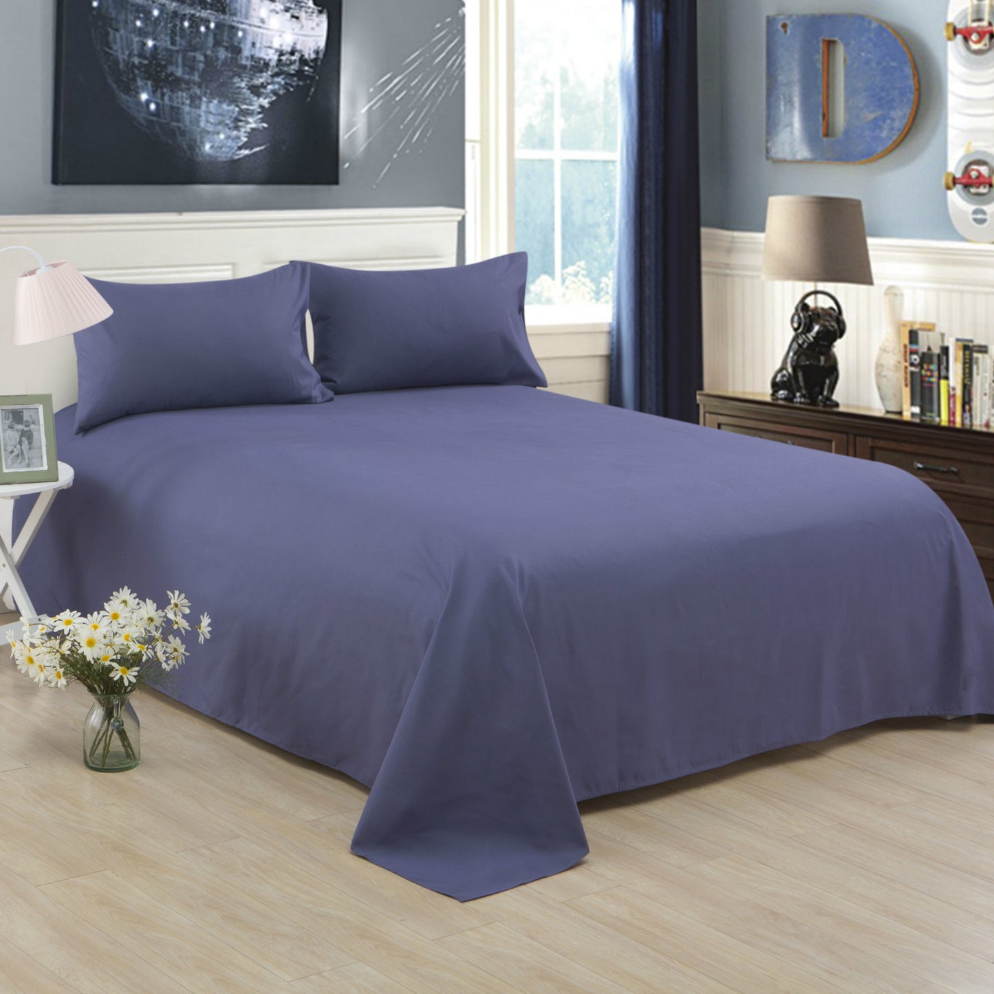 Pure Color Polyester Cotton Bed Sheets