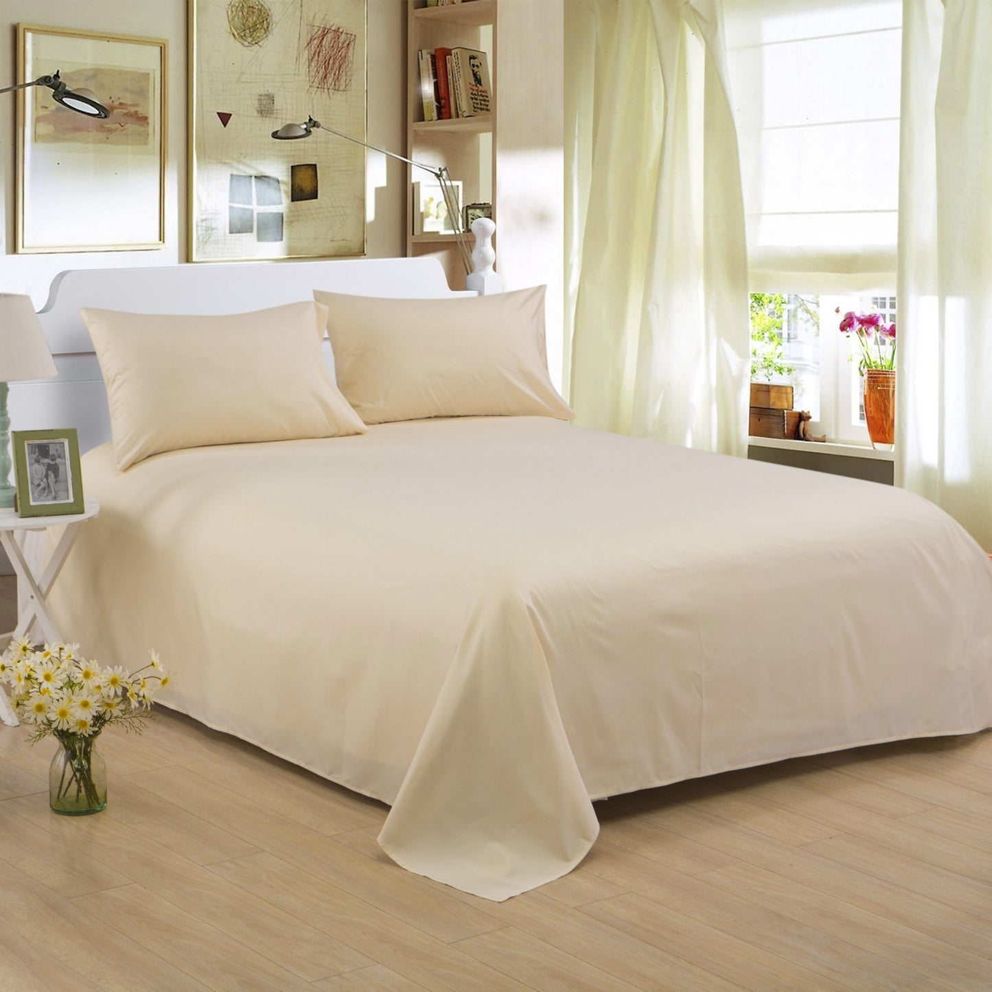 Pure Color Polyester Cotton Bed Sheets