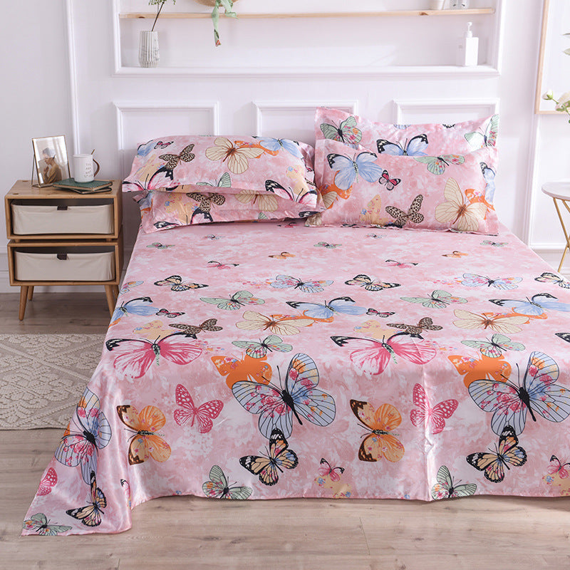 Summer Ice Silk Printing Single Bed Sheet