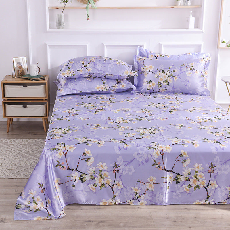 Summer Ice Silk Printing Single Bed Sheet