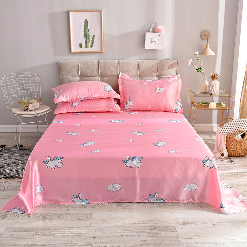 Summer Ice Silk Printing Single Bed Sheet