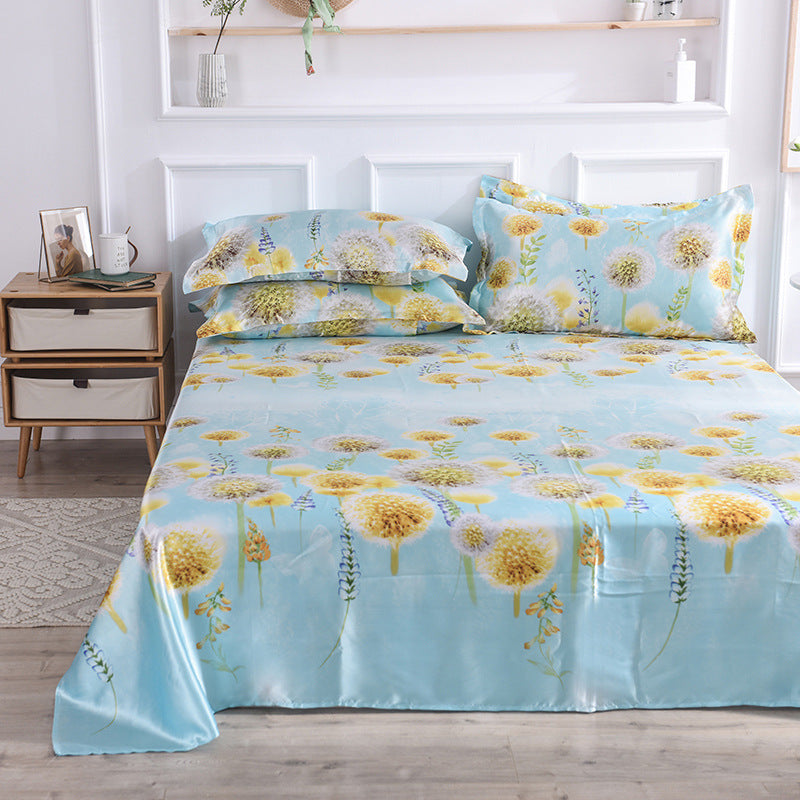 Summer Ice Silk Printing Single Bed Sheet