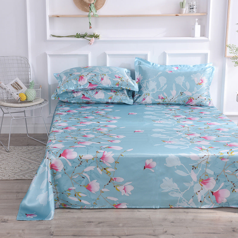 Summer Ice Silk Printing Single Bed Sheet