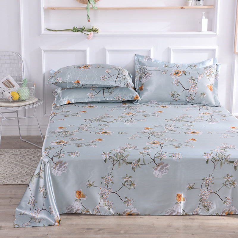 Summer Ice Silk Printing Single Bed Sheet