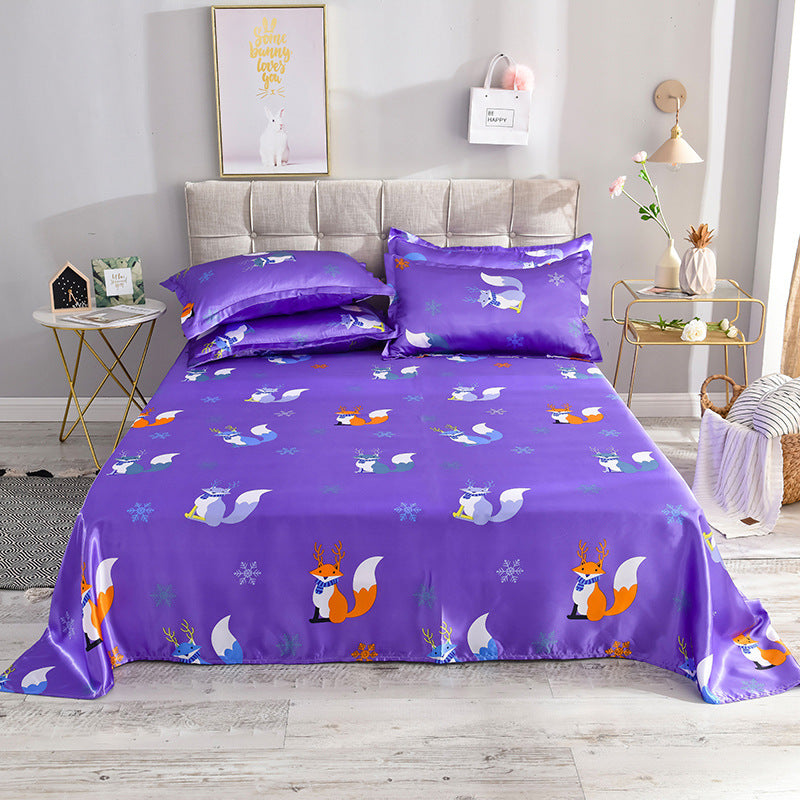 Summer Ice Silk Printing Single Bed Sheet