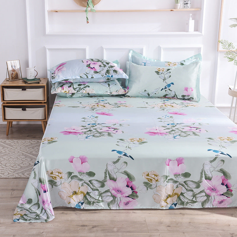 Summer Ice Silk Printing Single Bed Sheet