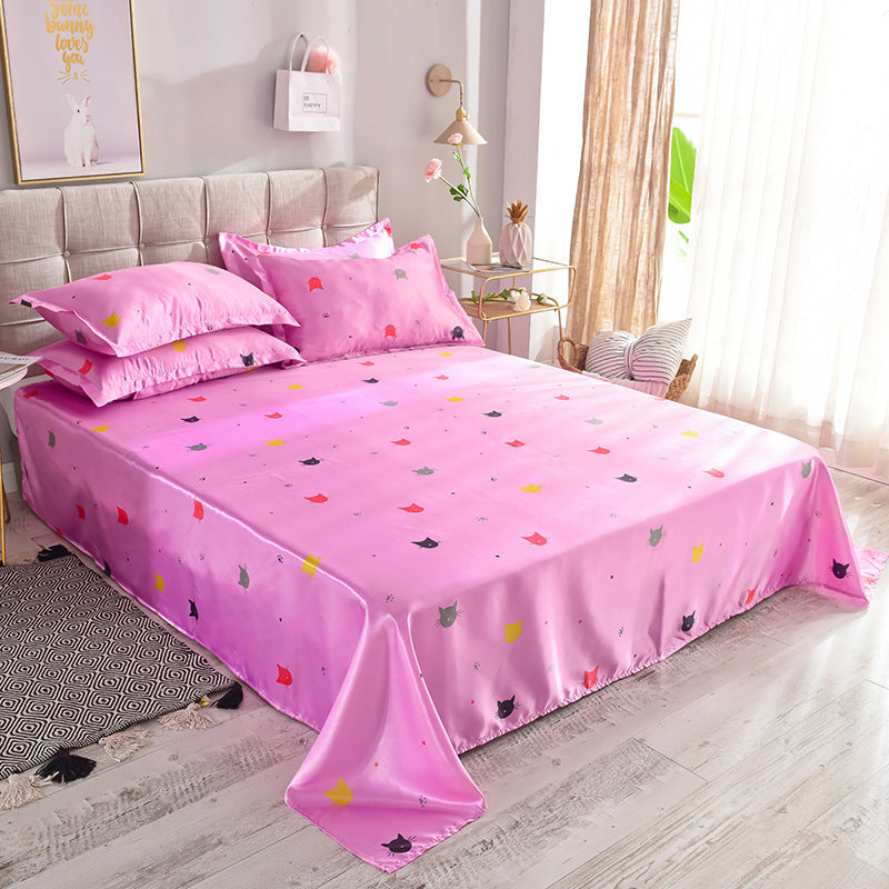 Summer Ice Silk Printing Single Bed Sheet