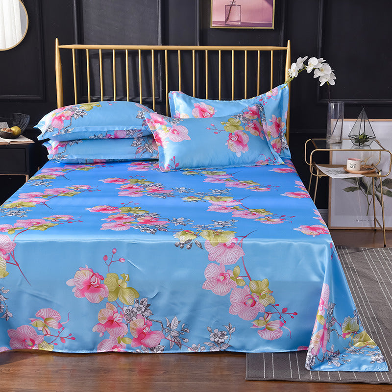 Summer Ice Silk Printing Single Bed Sheet