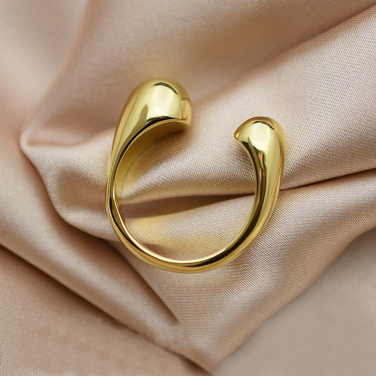 Gold Brass Plated Balls Geometric Rings