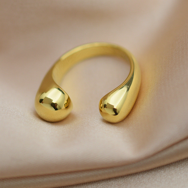 Gold Brass Plated Balls Geometric Rings