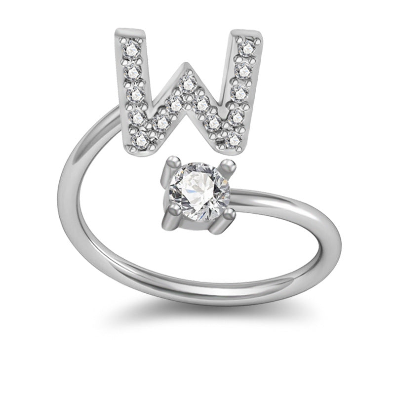 Customized 26 English Letter Rings for Women