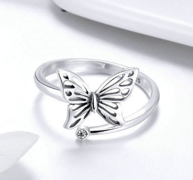 925 Dream Butterfly Adjustable Rings