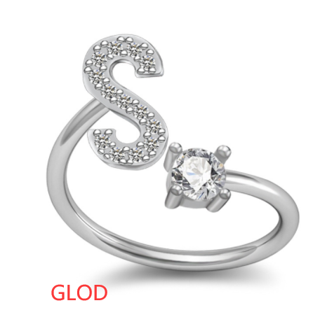 Customized 26 English Letter Rings for Women