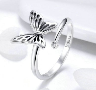 925 Dream Butterfly Adjustable Rings