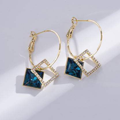 Square Earrings Special-interest Design Inlaid Zircon