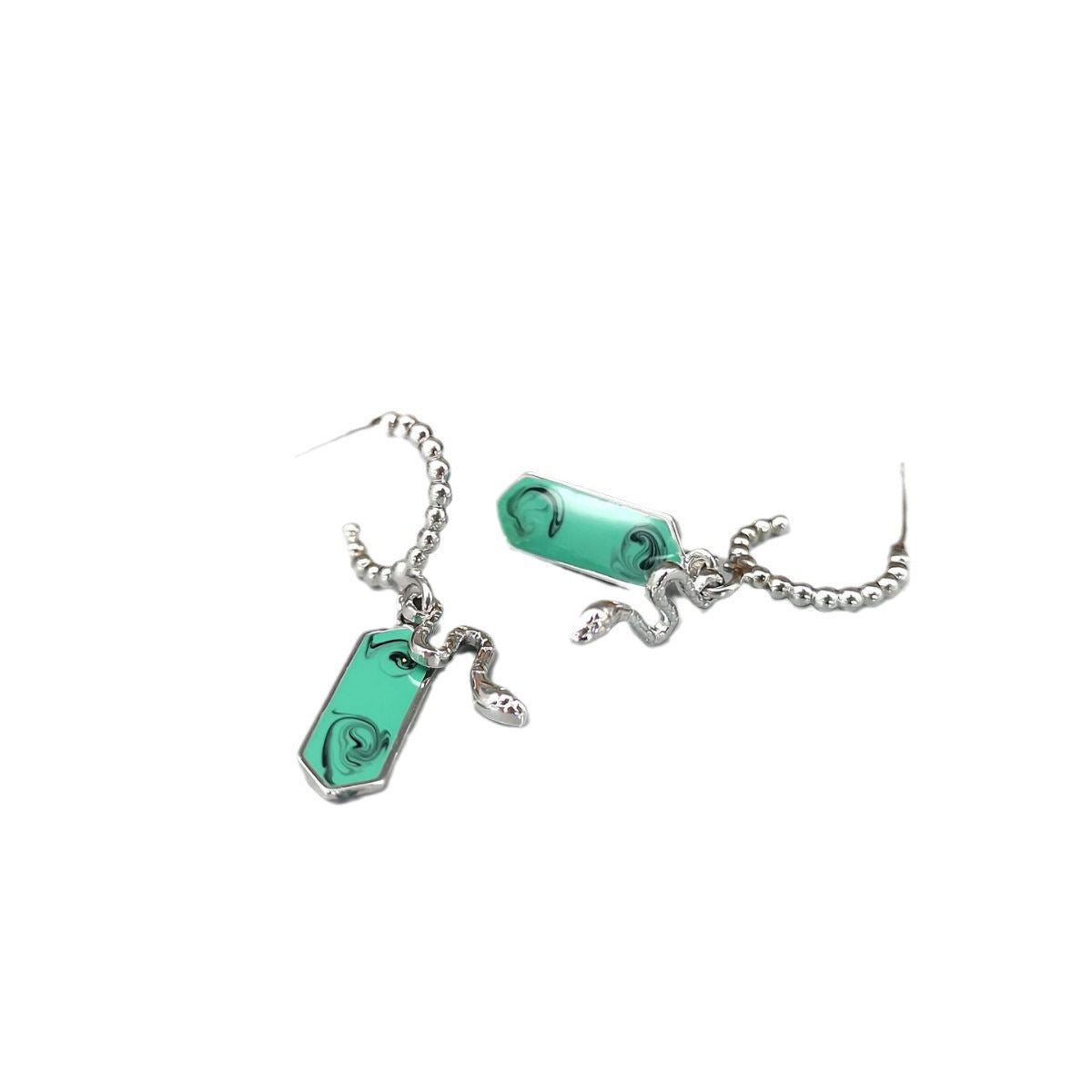 Snake Retro Emerald Color Prismatic Earrings