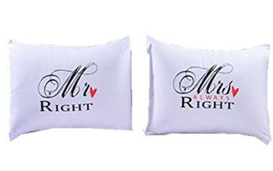 Personality White Couple Pillowcase Kingqueen Bedding