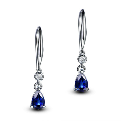 White Gold-Plated Sapphire Earrings