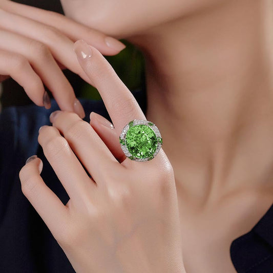 Natural Olivine Ring with Pendant