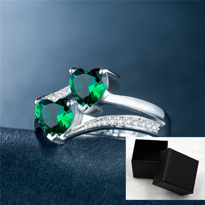 Double Heart Zircon Rings for Women