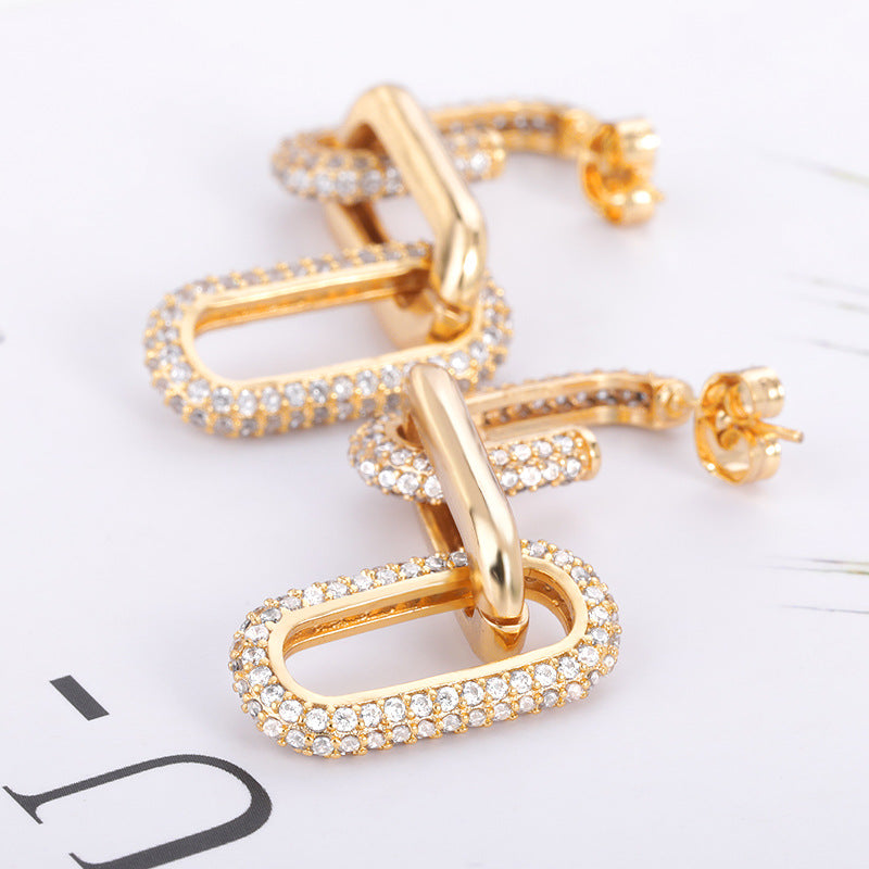 Stainless Steel Tassel Hip Hop Chain Earrings