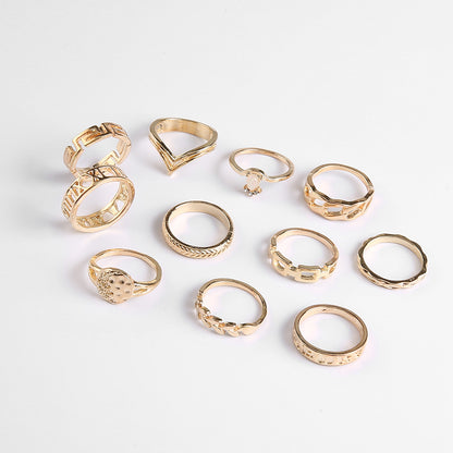 Leaf Crown Geometric Articulation 6PCS Rings