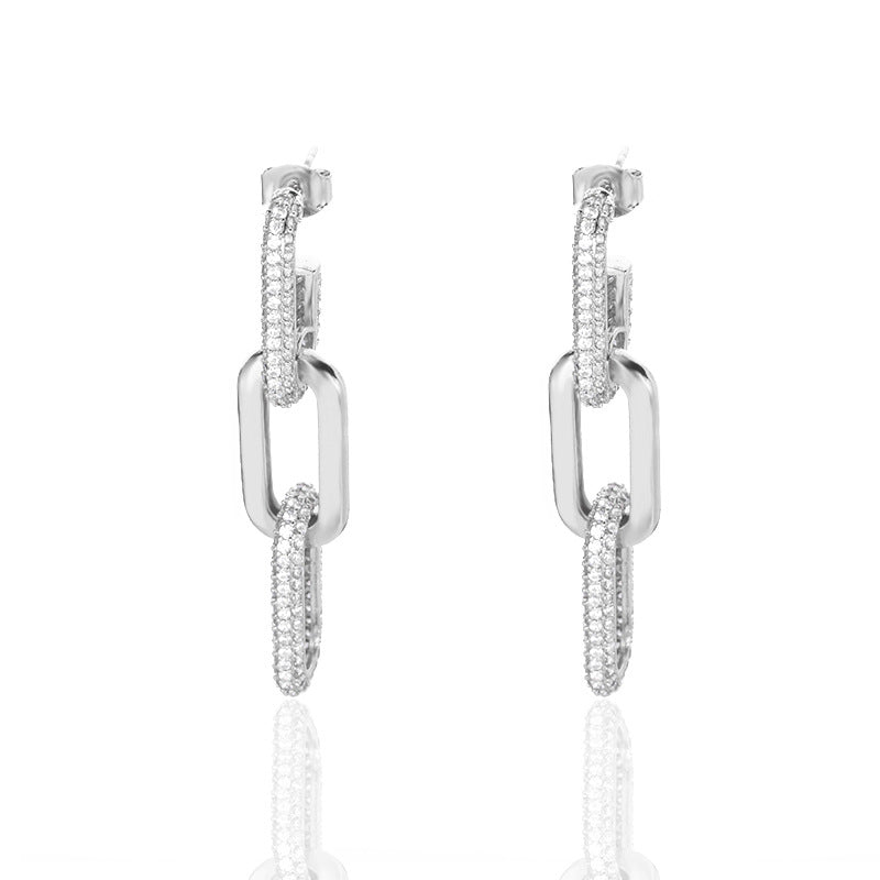 Stainless Steel Tassel Hip Hop Chain Earrings