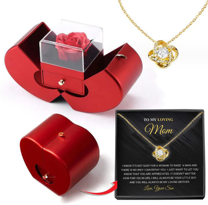 Gift Jewelry Box Red Apple With Rose Flower