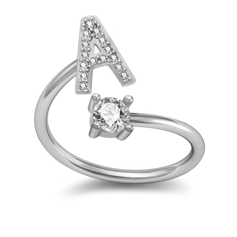 Customized 26 English Letter Rings for Women