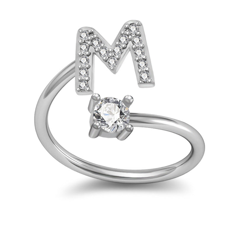 Customized 26 English Letter Rings for Women