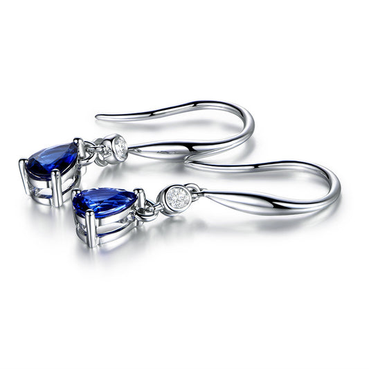 White Gold-Plated Sapphire Earrings