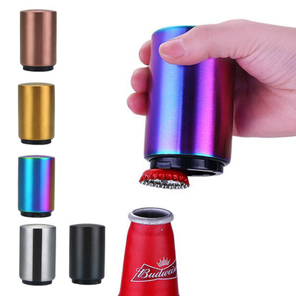 Portable Magnetic Bottle Opener with Brushed Metal