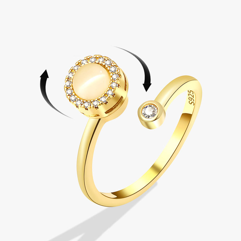 Niche Temperament Fashionable Opal Spinning Ring