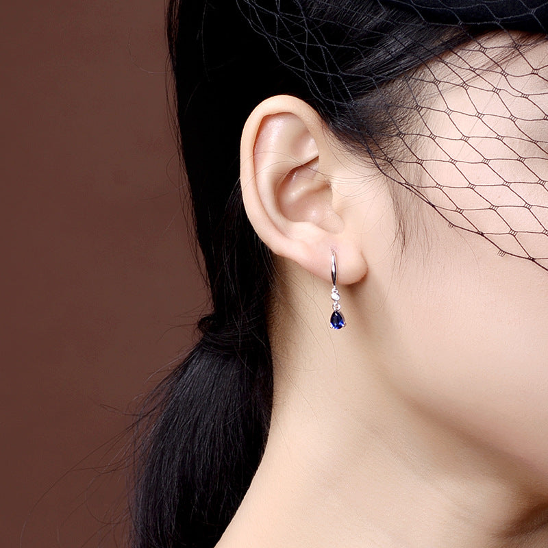 White Gold-Plated Sapphire Earrings